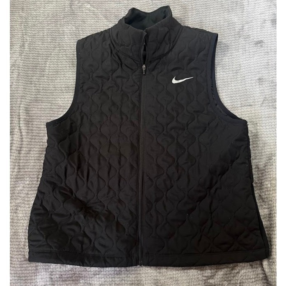 Nike Golf‎ Aeroloft Vest Womens Medium Black Quilted Full Zip Puffer Sleeveless